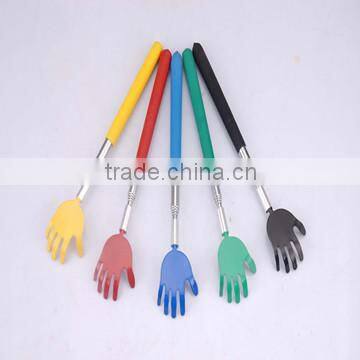 Extendable Hand shape Stainless Steel Handle Back Scratcher With Colorful Head & Handle