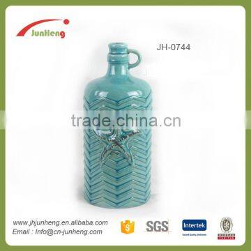 Home & Garden Blue Glazed Starfish Wholesale Ceramic Stone Flower Pot With Handle