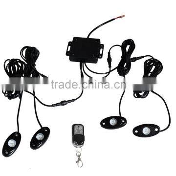 Newest IP68 9W 4 Pods RGB Led Rock Lights by Remotoe Control and Cellphone Control for JEEP Off Road Truck SUV Vehicle Boat