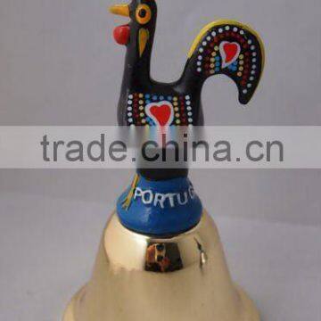 5"Gold and silver bell with resin Portugal rooster A14-H02-RS suitable for souvenirs(A155)