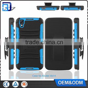 Top Selling 3 in 1 Silicone + PC Hybrid Kickstand Handy Outdoor Belt Clip Case For Alcatel One Touch Idol 4 Back Cover China photo-6