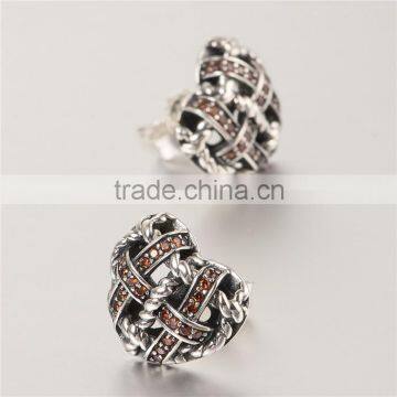 Latest Artificial Sterling Knot Earrings With Red Zircon For Sale photo-5
