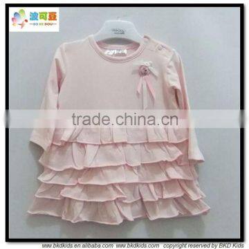 BKD baby clothing baby cotton/spandex dresses with ruffles designs