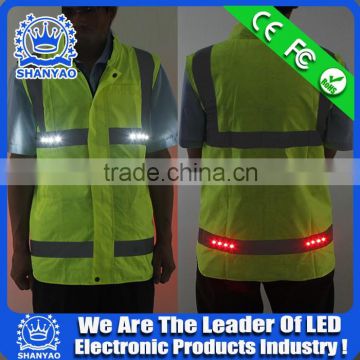 2016 Hot Selling LED Fluorescent Green Refletive Jacket For Road Safety At Night