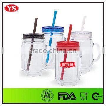 20oz Bpa Free Clear Double Wall Mason Jars With Handle