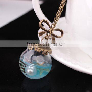 2016 New Arrival !!! Glass Ball Jewelry Vintage Style Sea Shell in Tube Glass Wish Vial Glass Bottle Necklace photo-2