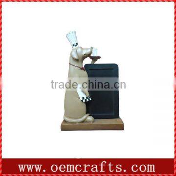 dog with hat chef resin holding chalk menu board