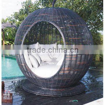 Outdoor round apple shape sunbed with cushion & pillow Customized shape sunbed