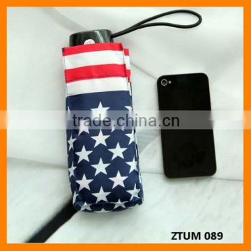 Fashion Mini Flag Print Triple Folding Umbrella