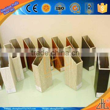 Hot! aluminium alloy sills 6063 t5 square, wood grain aluminium profile tube