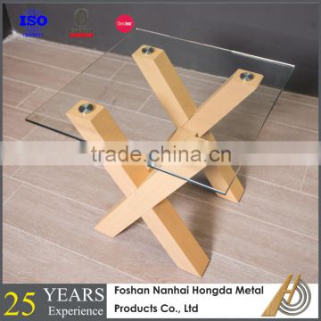 modern wooden coffee table set with 8mm tempered glass