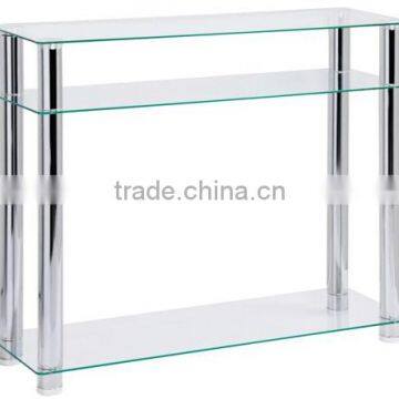 Modern Glass Top Mirrored Console Table photo-2