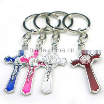 wholesale Jesus Cross Religious Keychain with Crucifix ,alloy crucifix keychain