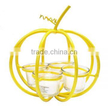 Yellow Iron Wire Pumpkin Candle Holder,metal Candle Lantern photo-2