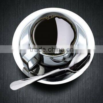 High grade 304 stainless steel coffee cup creative double insulated coffee cup set with dish spoon