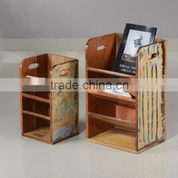 Recycled wood magazine holder