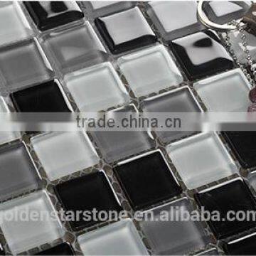 Cheap Black, White and Grey Crystal Glass Mosaic Tile With Good Quality photo-3