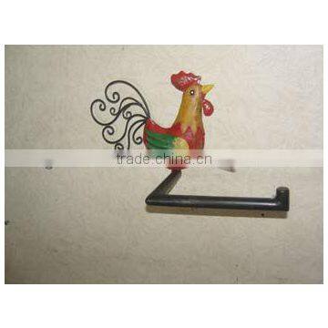 unique design iron rooster toilet Paper holder for bathroom decoration