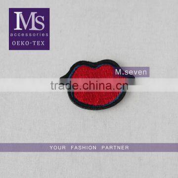 red color embroidery lip fabric number patches lace patch work in blouse neck designs 4*6cm