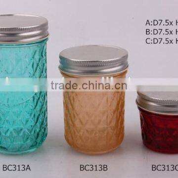 3 Size Glass Mason Jar Sprayed Color With Metal Lid