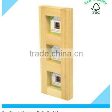 Custom Thick Wooden Three Slot Photo Frame