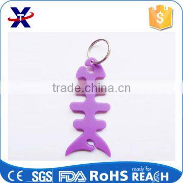 Colored Fish Custom Shaped Silicone Keychain with Metal Ring