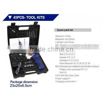 DCTOOLS Multi-function Electric Screwdriver Set 45pcs Rechargeable Household Mini Drill Lithium Battery LED Light photo-3