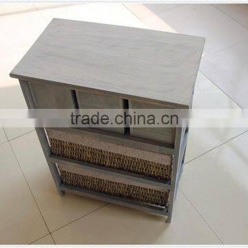 Exclusive Fashion Design High Quality Handmade Customized Wooden Cabinet With Wicker Drawers photo-4