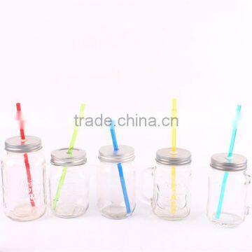 wholesale glass mason jar with pump lid and straw