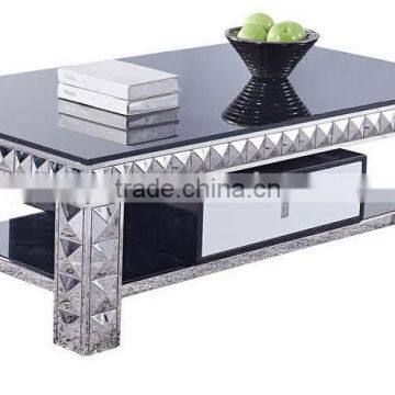 2015 hot selling Italian design stainless steel glass top coffee table B6688