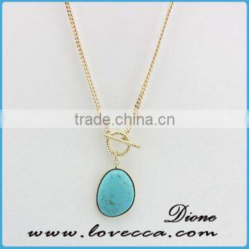 Natural Turquoise Colorful Stone Gemstone Pendant Women Irregular Necklace