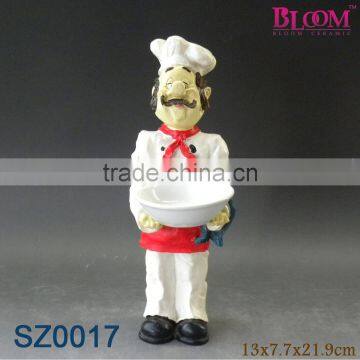 Resin statue fat chef serving bowl