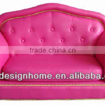 FUCHSIA PU/WOODEN KID TWO SEATS CHESTERFIELD SOFA