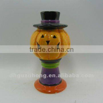 Halloween pumpkin candle holder