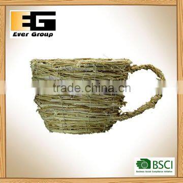 Nature Rattan Cup Shape Garden Plant With Wicker Planter Boxes photo-2