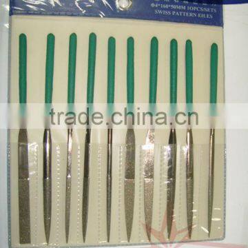 10pcs diamond needle files with round shank / 3x140mm