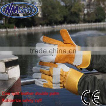 NMSAFETY cow split leather with double palm work for welding glove