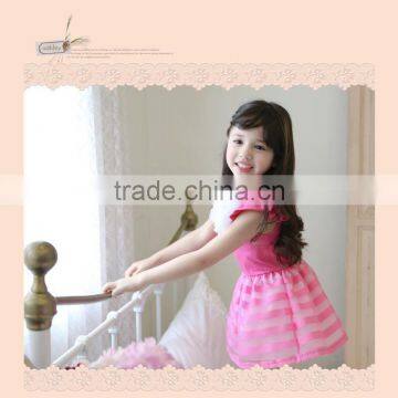 2015 Summer Girls Dress Girls Cute Princess Stripe Dress 3D Flower Boutique Party Costume Children Clothes Dress for Girl photo-6