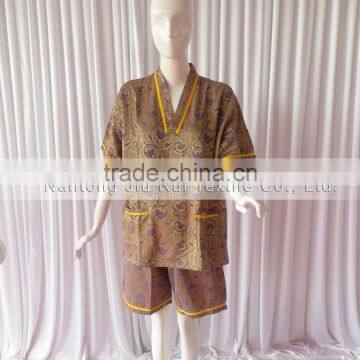 Free Shipping 2colors Unisex Sweat Steam Clothes Fashion Floral Jacquard Pajama V-Neck Ladies Pajama Sets For Sauna photo-5