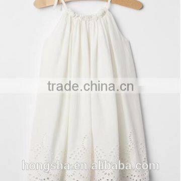 Eyelet Border Dress Pretty Floral Print Baby Kid Dress Gril Dresses HSD5152 photo-2