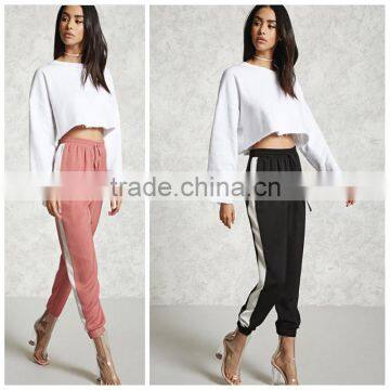 Women's Fashion Satin Contrast Drawstring Harem Pants