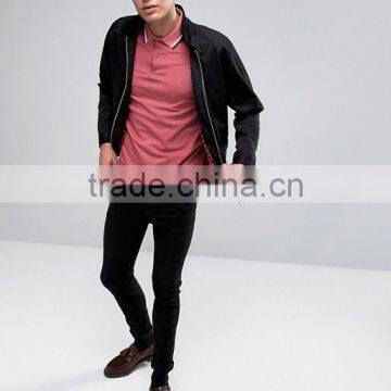 Custom Fashion Short Sleeve Contrast Tips Spread Collar Pink Men's 100% Cotton Pique Breathable Slim Fit Casual Polo Shirt photo-4