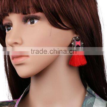 Bohemian Style Big Crystal With Tassel Charms Earrings for Women Jewelry photo-2