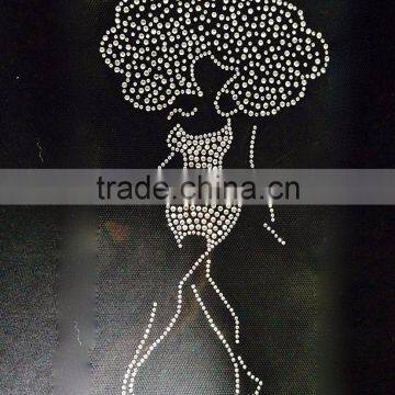 Natural Girl Big Hair Rhinestone Transfer Iron On