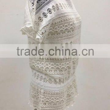 Latest New Ladies Cummer Crochet Cotton Lace Short Sleeve Casual Blouse Top Style photo-3