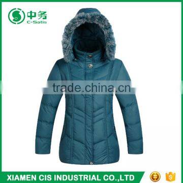 Morden Style Winter Windproof Middle Age Women Duck Down Jacket With Hood photo-3