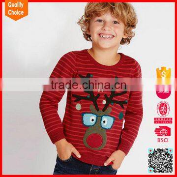 Hot selling fashion deer pattern cotton boy christmas pullover sweater