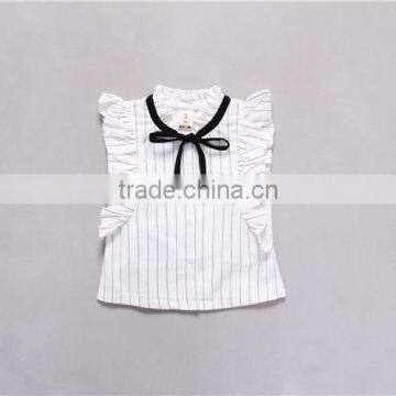 New Design Pink Striped Shirt Black Skirt Little Girl OL Wind Clothing Set 2017 Hot Sale photo-3