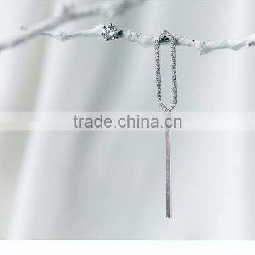 F20063N Silver Irregular Geometric Shape Diamond Earring photo-4