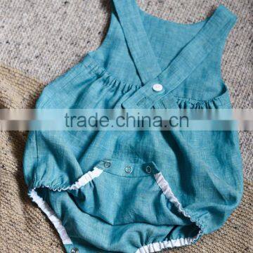 Baby Romper Linen Fabric Jumpsiut Soild Colors Newborn Baby Wear Clothes photo-6